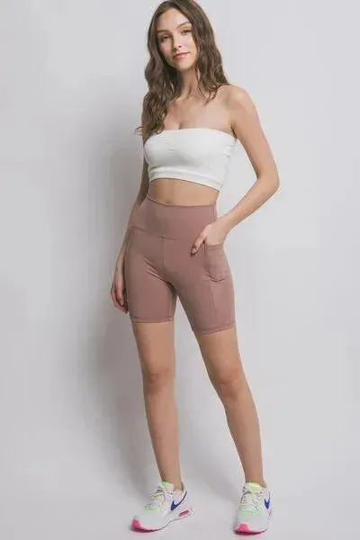Love Tree High Waist Seam Detail Active Shorts