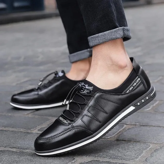 Mens Fashion Breathable Lace-up Leather Casual Shoes
