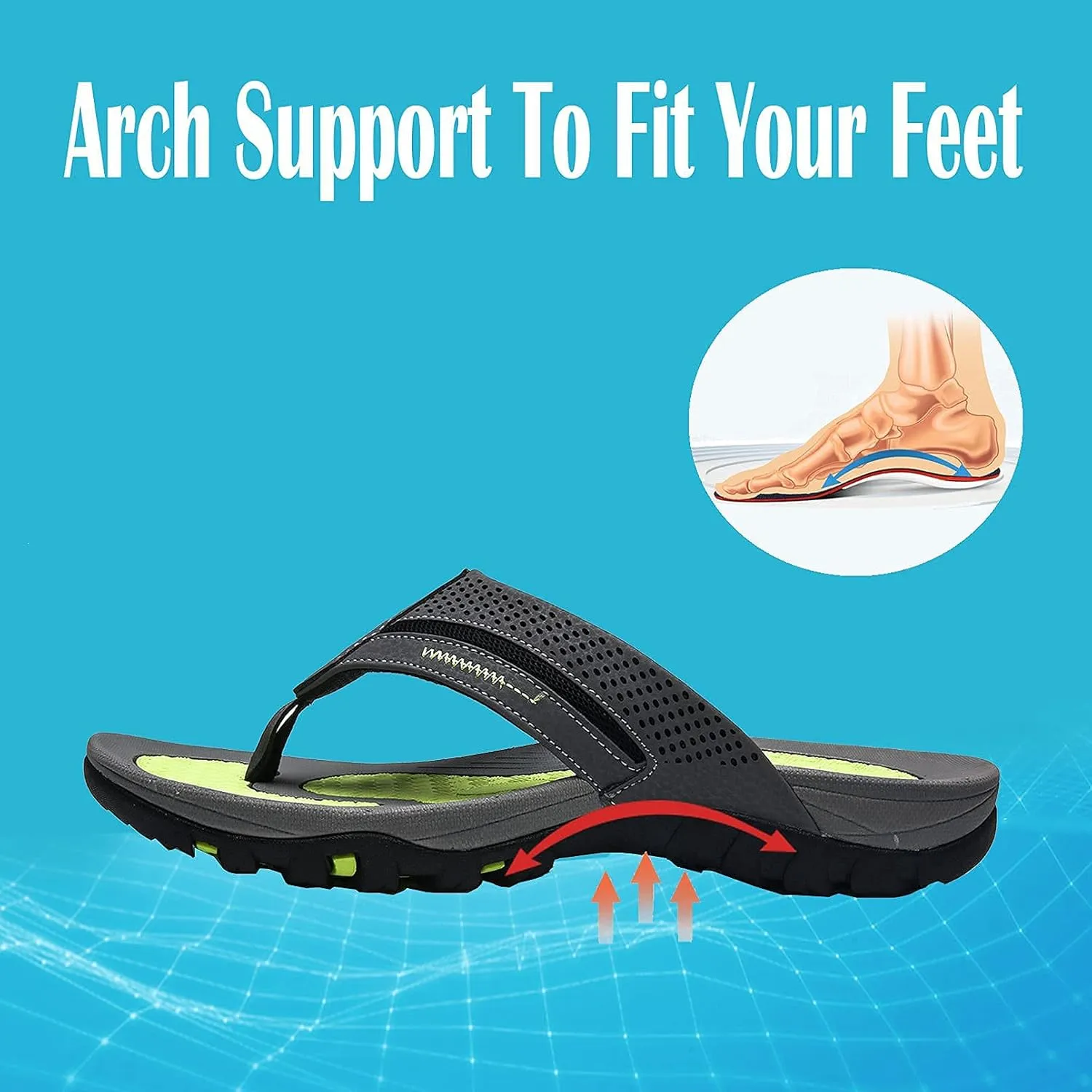 Men's Flip-Flops, Thongs Sandals Durable Comfort Slippers for Beach