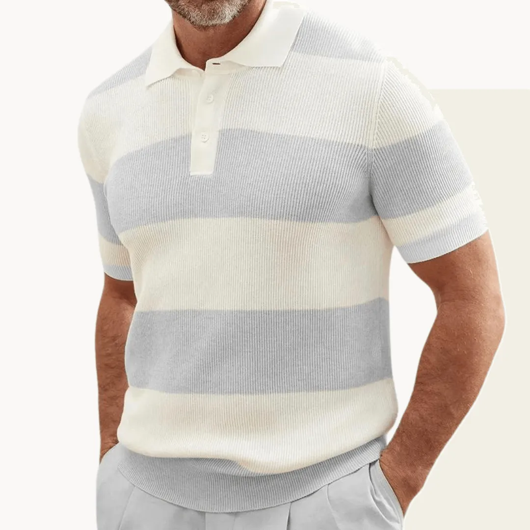 Men's Knitted Stripe Polo Shirt