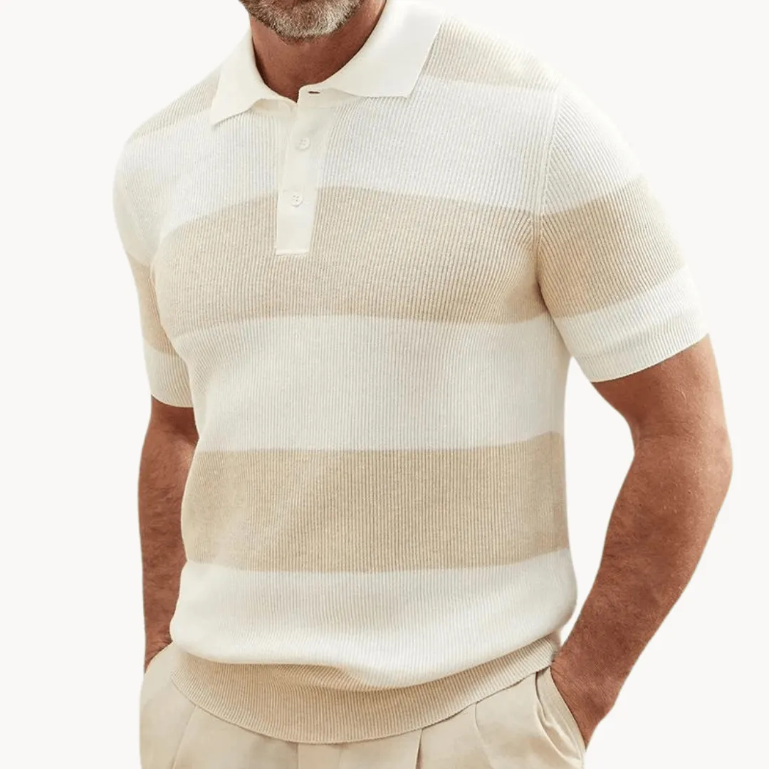 Men's Knitted Stripe Polo Shirt