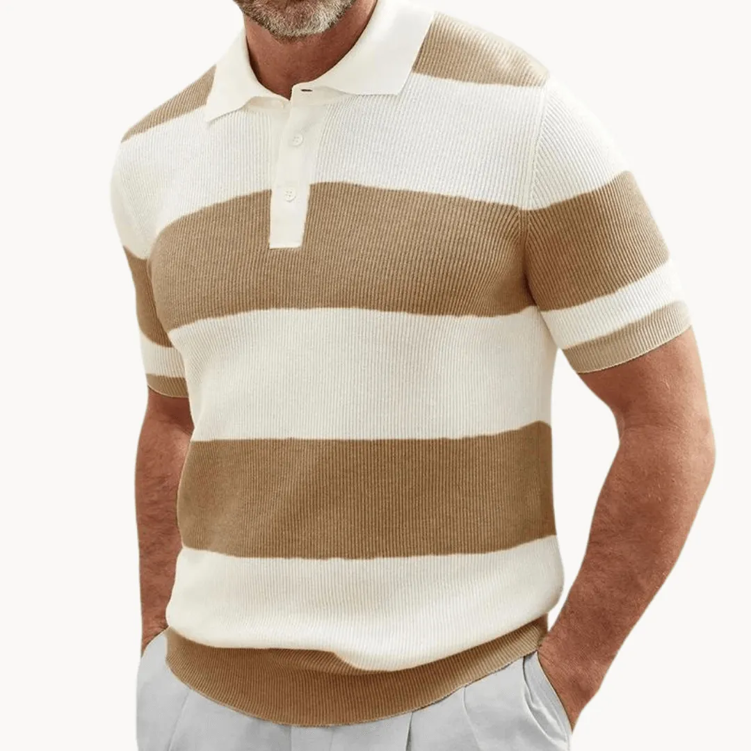 Men's Knitted Stripe Polo Shirt