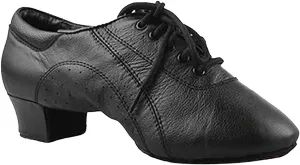 Mens Soft Leather Jazz Shoes Modern Latin Lace-up Closed Toe 4CM Standard Dance Shoes