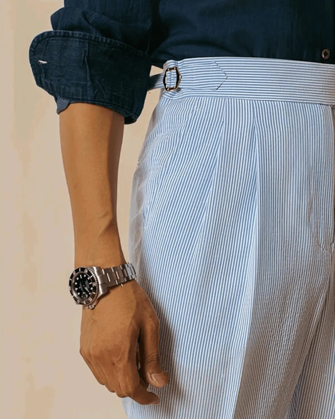 Men's Textured Relaxed Fit Smart Casual Trousers