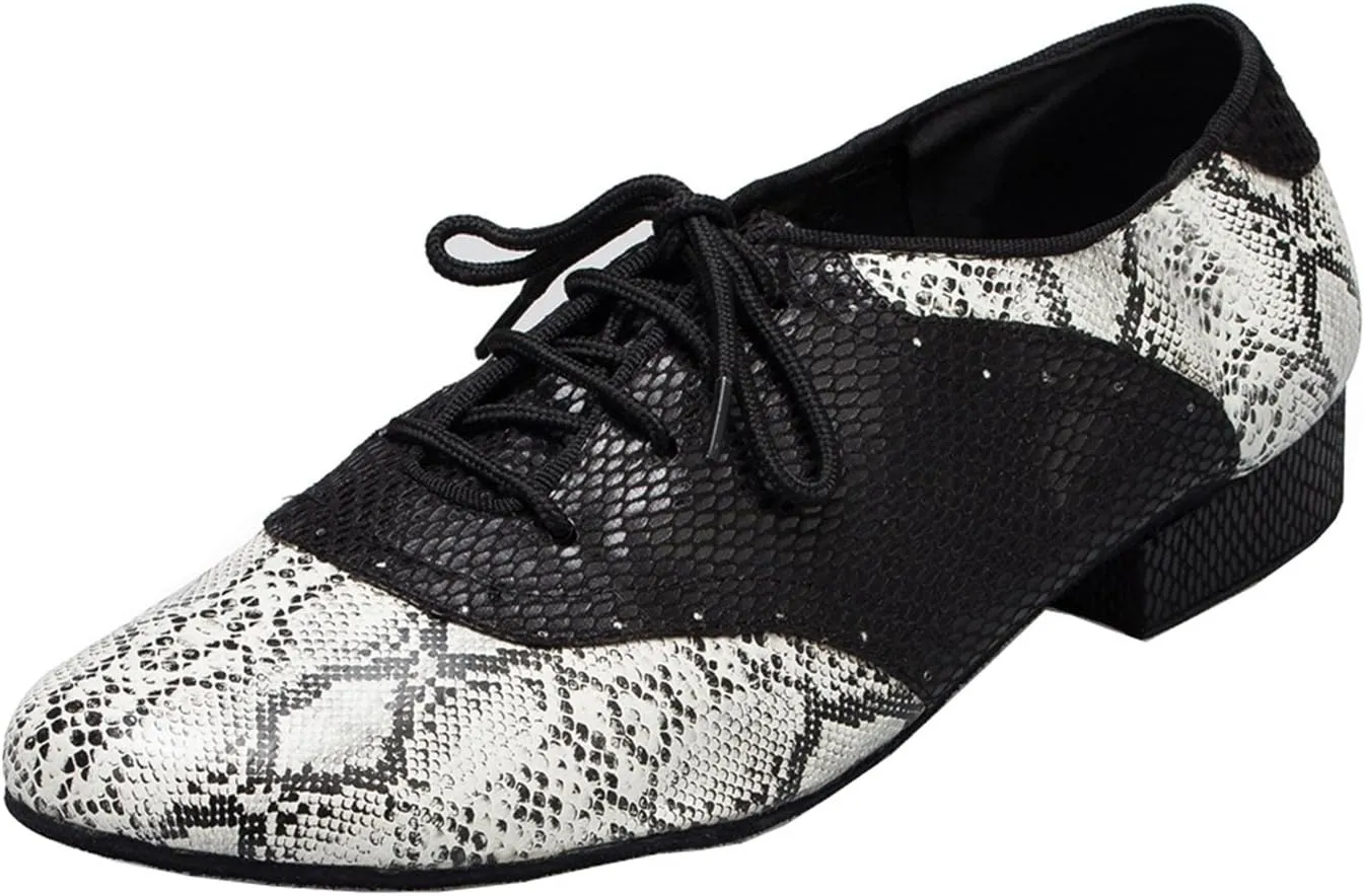 Minishion Men's TH040 Fashion Leopard Pleather Wedding Ballroom Latin Taogo Dance Shoes