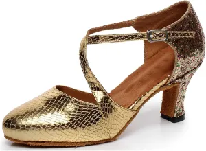 Minishion QJ7045 Women's Closed Toe Synthetic Latin Salsa Tango Dance Shoes