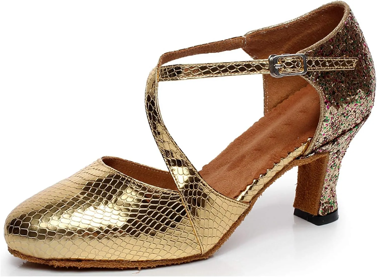 Minishion QJ7045 Women's Closed Toe Synthetic Latin Salsa Tango Dance Shoes