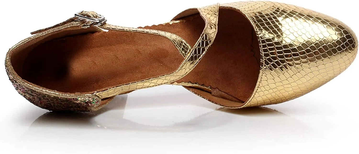 Minishion QJ7045 Women's Closed Toe Synthetic Latin Salsa Tango Dance Shoes