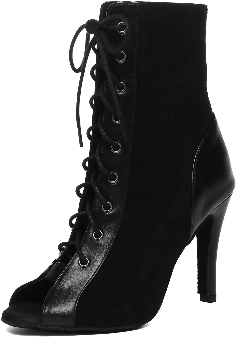 Minishion Womens Ballroom Dance Boot Lace-Up Peep Toe Prom Ankle Sandals Shoes