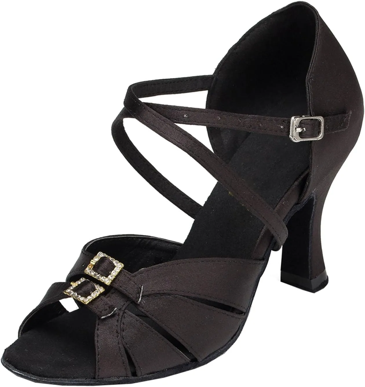 Minishion Women's TH153 Buckle High Heel Satin Wedding Ballroom Latin Taogo Dance Sandals