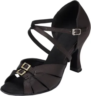 Minishion Women's TH153 Buckle High Heel Satin Wedding Ballroom Latin Taogo Dance Sandals
