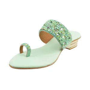 Mochi Womens Synthetic LightGreen Slip Ons