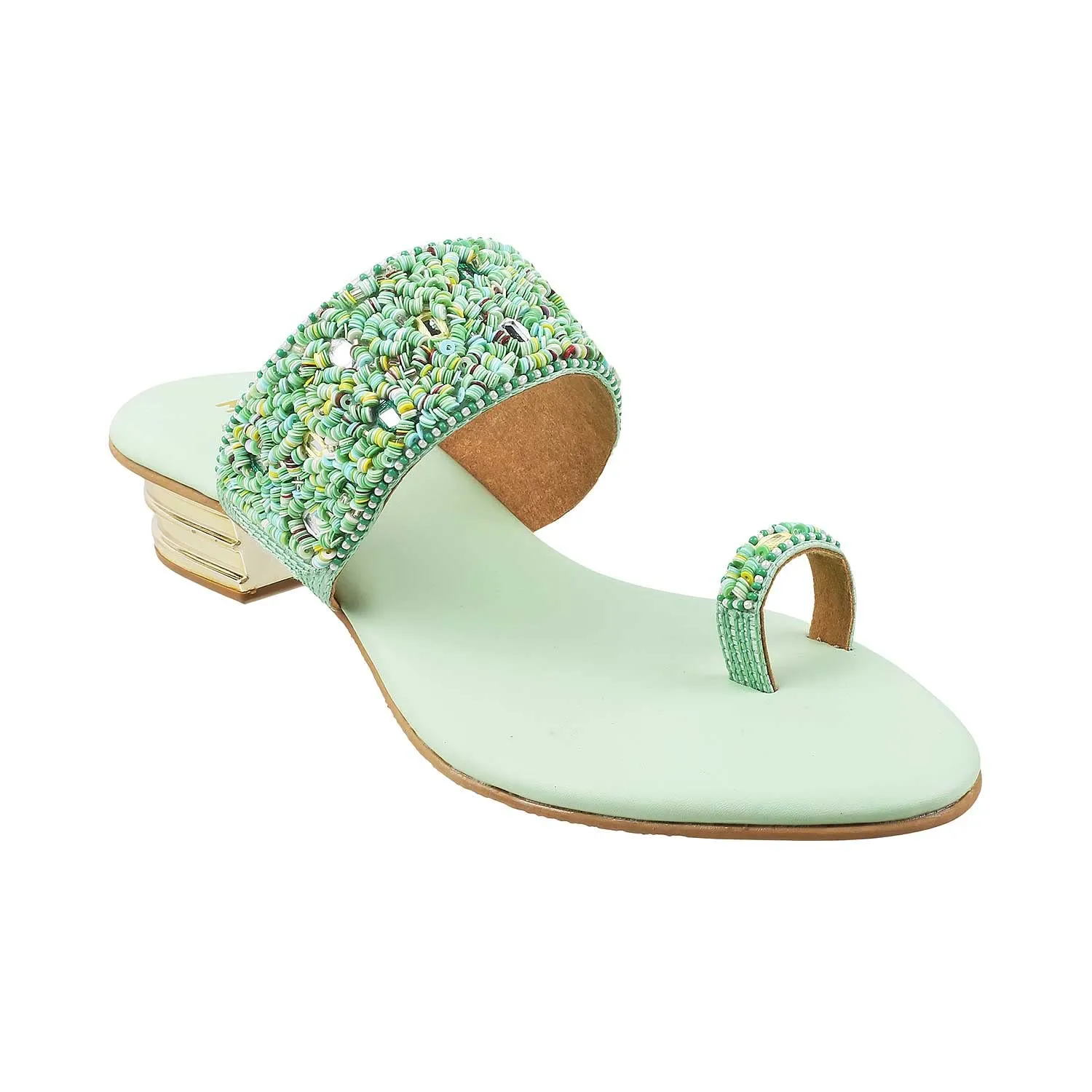 Mochi Womens Synthetic LightGreen Slip Ons