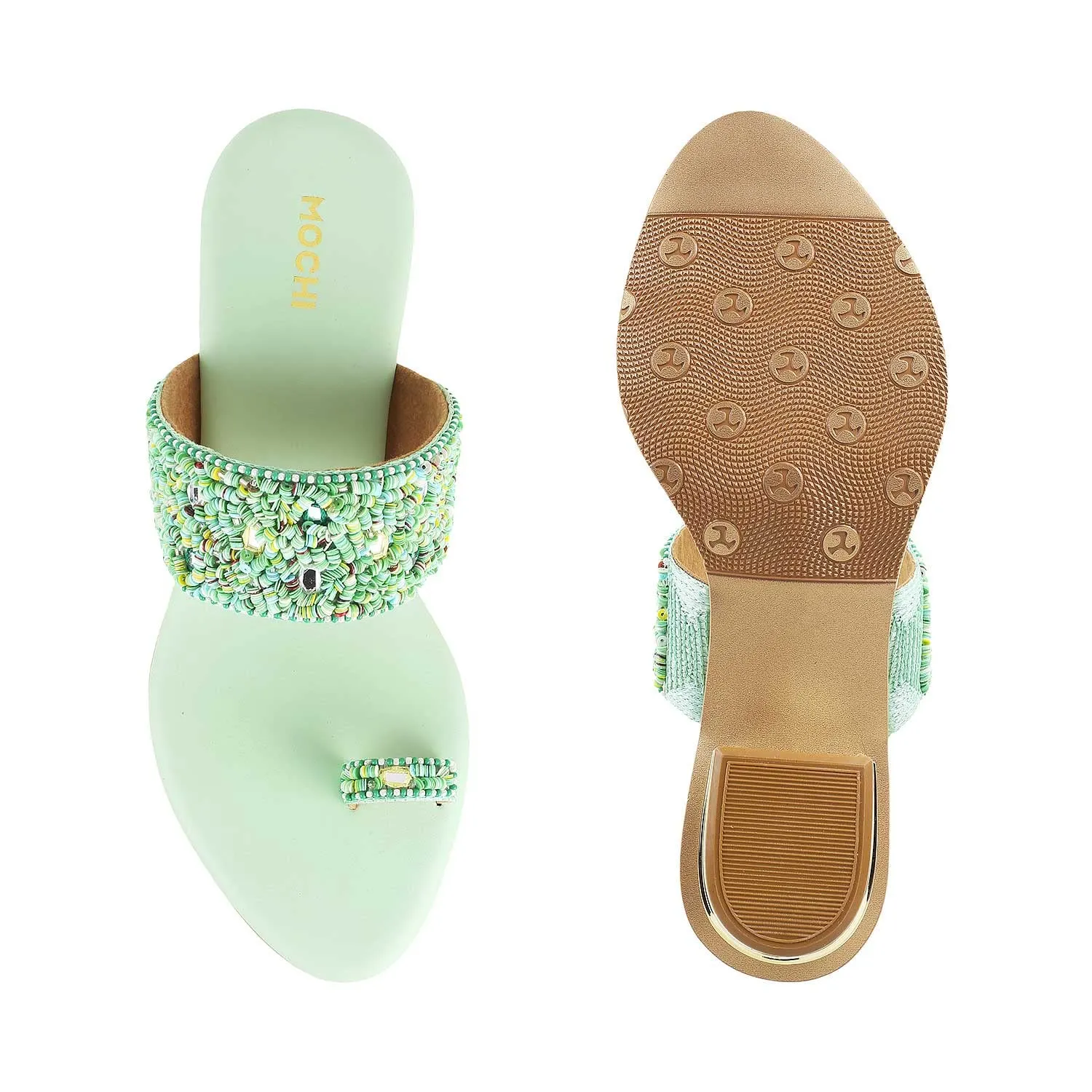 Mochi Womens Synthetic LightGreen Slip Ons