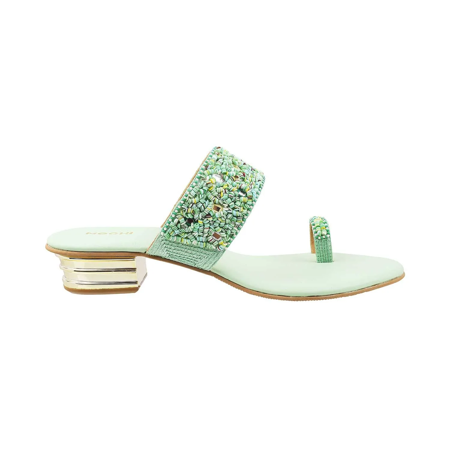 Mochi Womens Synthetic LightGreen Slip Ons