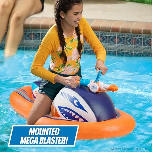 Nerf Super Soaker Stormforce Ride-On Racer – Inflatable Pool Float with Pool-Fed Mega Water Blaster