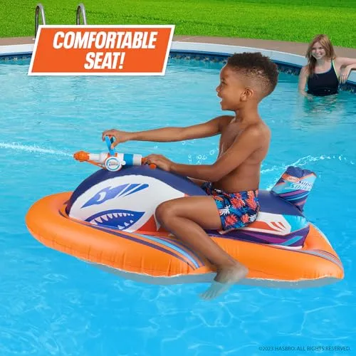 Nerf Super Soaker Stormforce Ride-On Racer – Inflatable Pool Float with Pool-Fed Mega Water Blaster