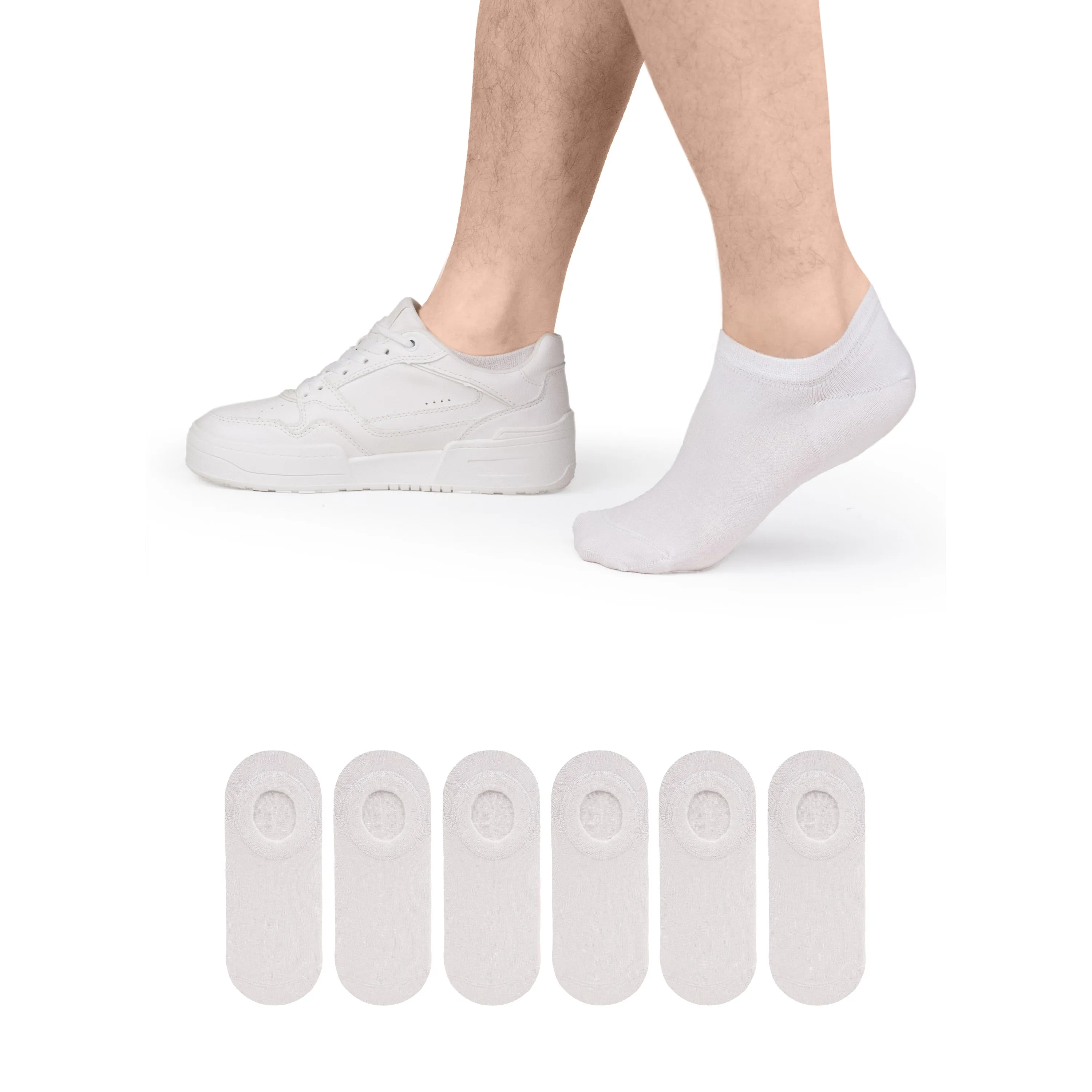 Non-Slip Men's Bamboo No-Show Socks (Only Size 11-13), 6 Pairs