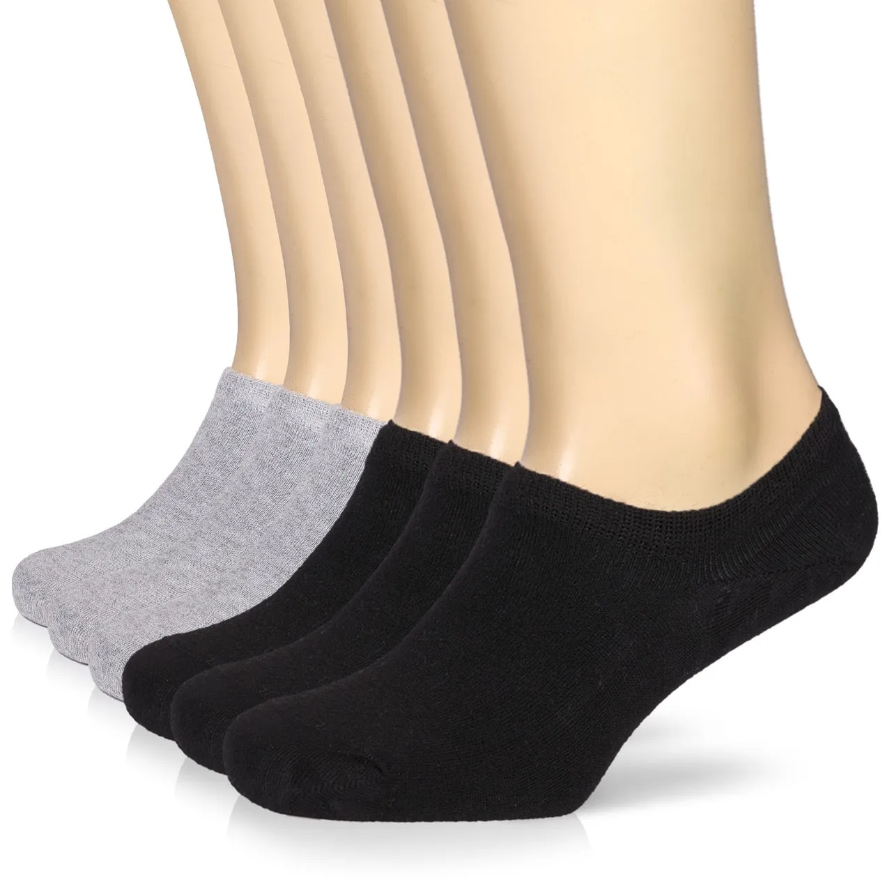 Non-Slip Men's Bamboo No-Show Socks (Only Size 11-13), 6 Pairs