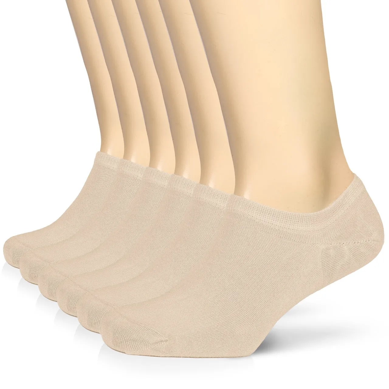 Non-Slip Men's Bamboo No-Show Socks (Only Size 11-13), 6 Pairs