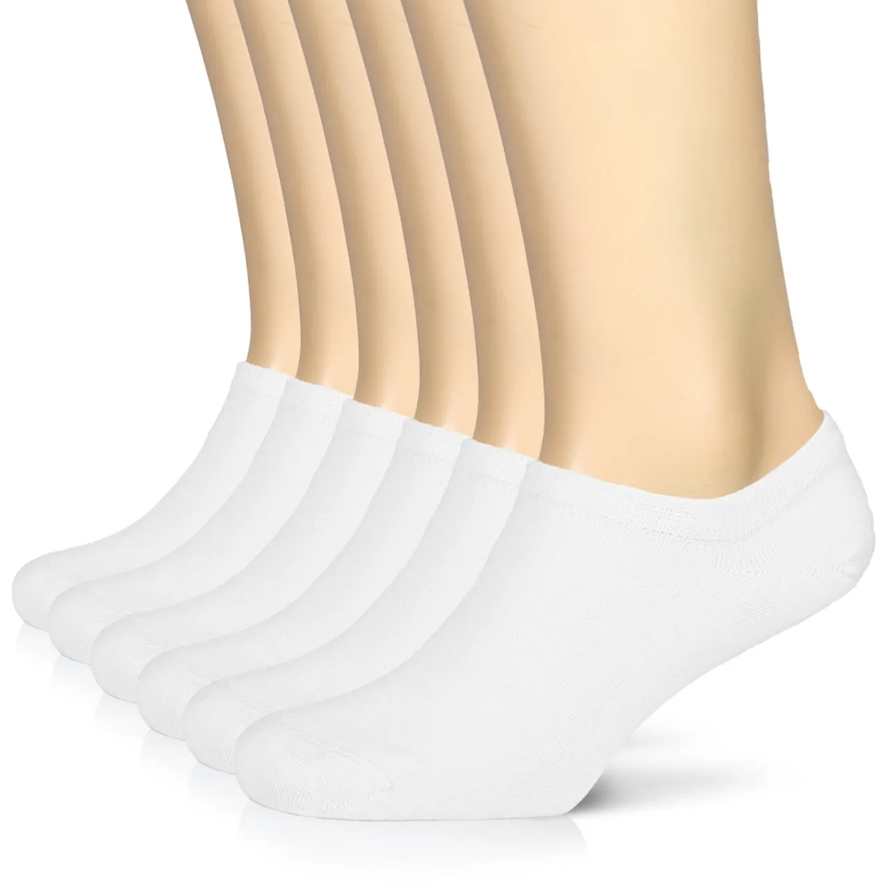 Non-Slip Men's Bamboo No-Show Socks (Only Size 11-13), 6 Pairs