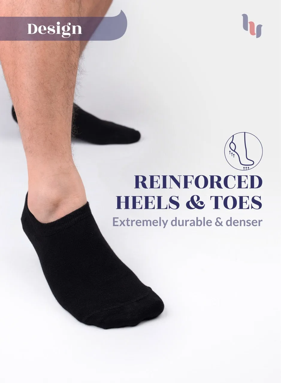 Non-Slip Men's Bamboo No-Show Socks (Only Size 11-13), 6 Pairs