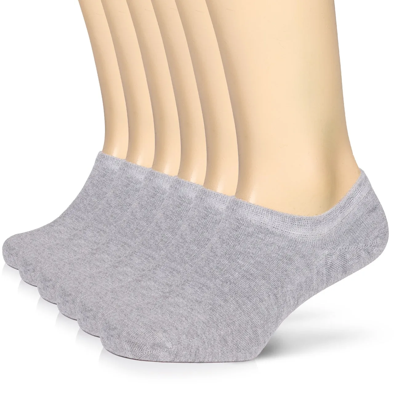 Non-Slip Men's Bamboo No-Show Socks (Only Size 11-13), 6 Pairs