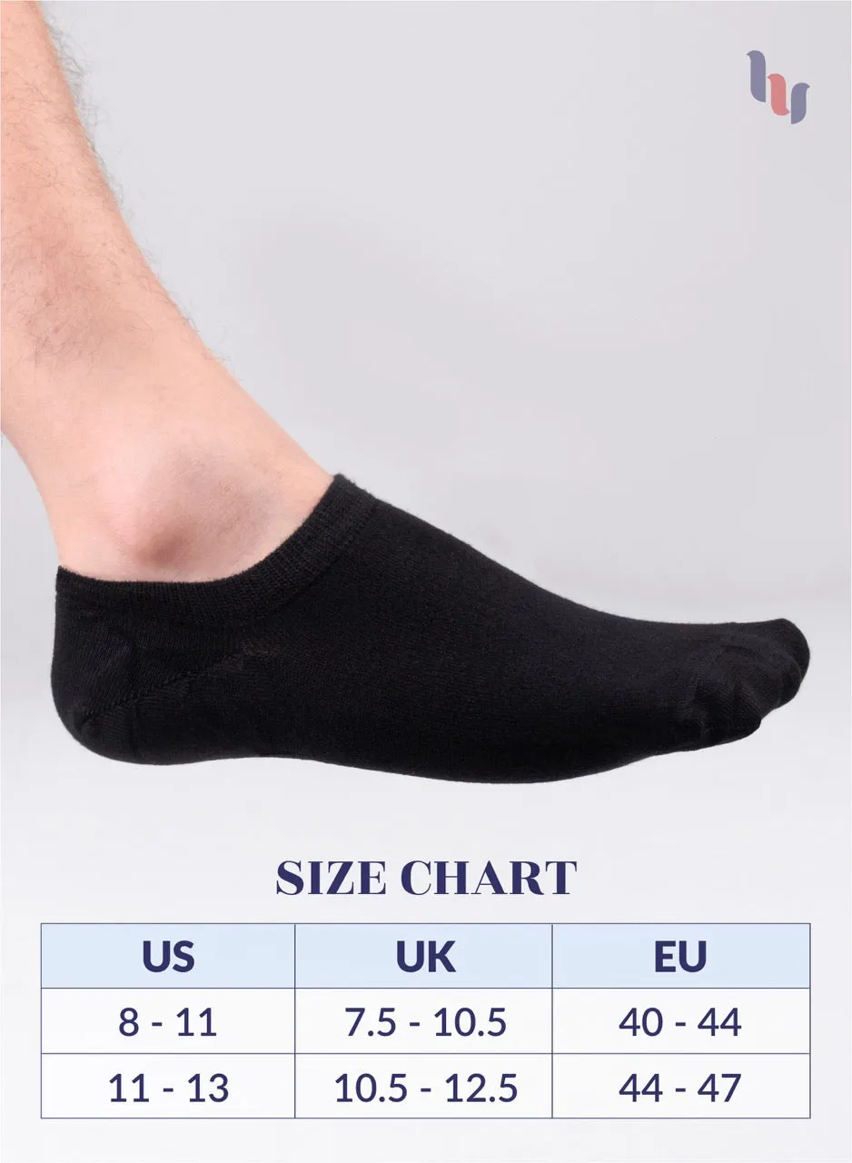 Non-Slip Men's Bamboo No-Show Socks (Only Size 11-13), 6 Pairs
