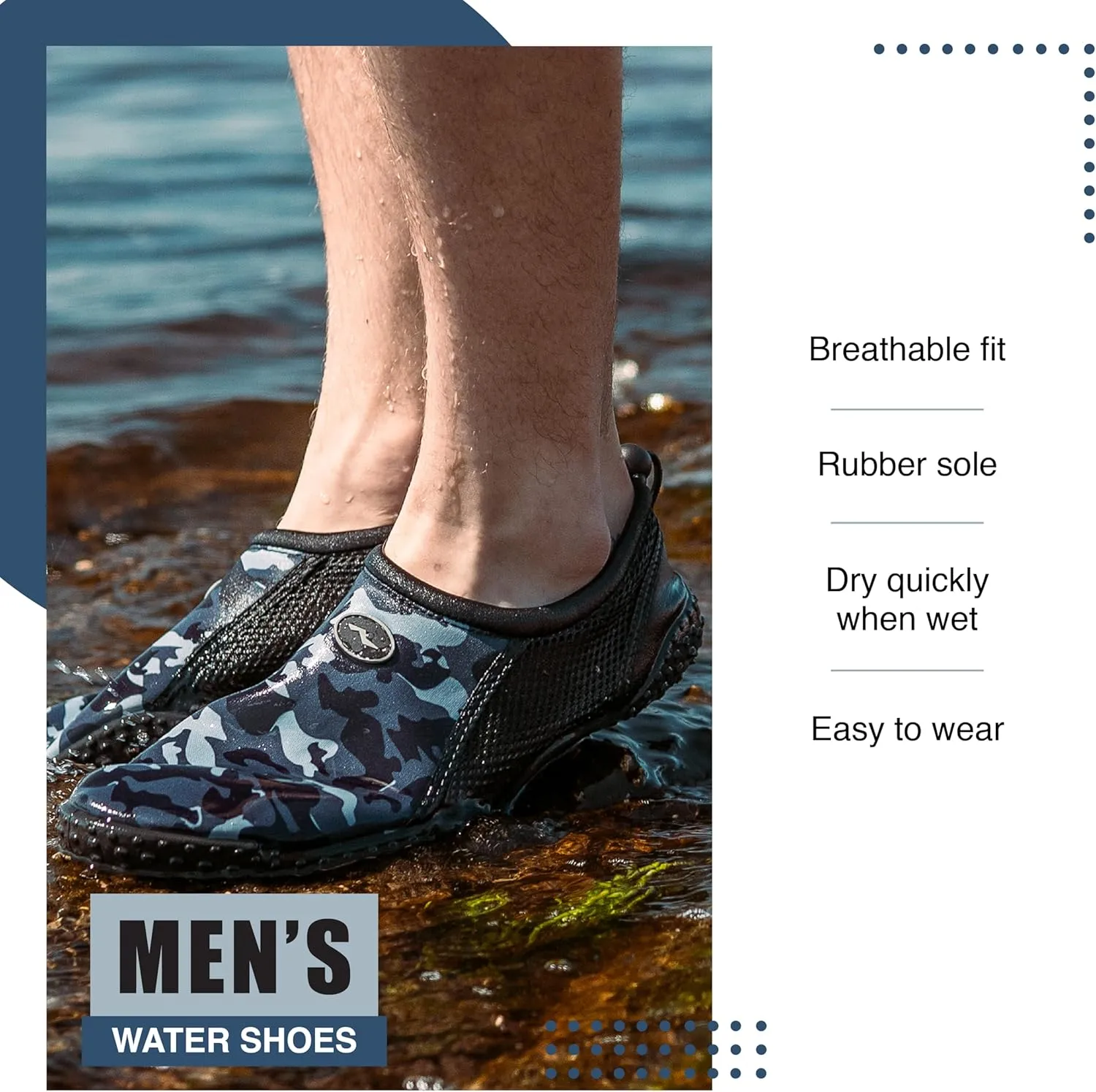 NORTY Men's Water Shoes - Aqua Swim Socks for Beach, Boat, and Pool - Skeletoe Barefoot Design - Cruise Ship Essentials - Hiking and Camping Footwear
