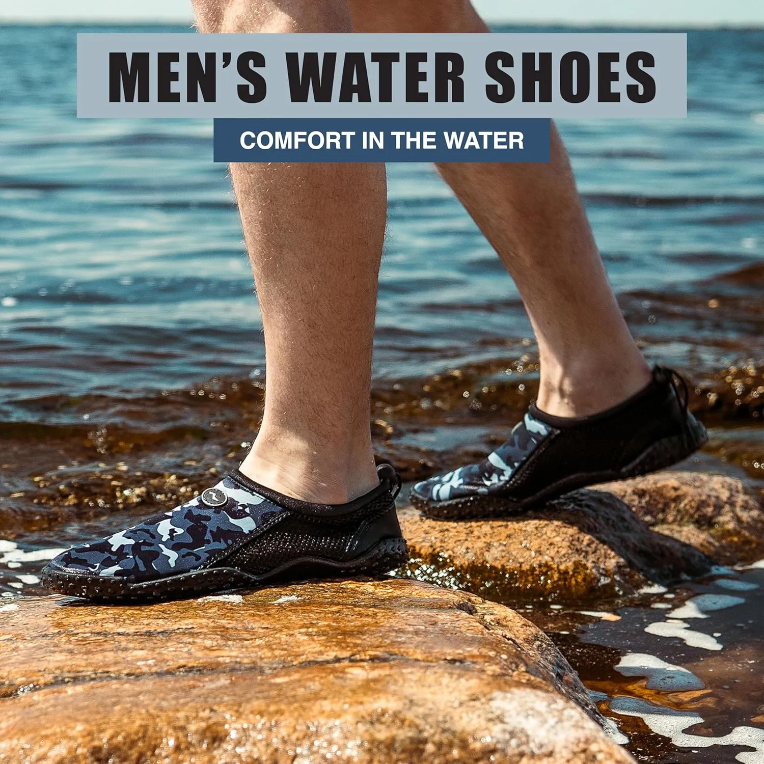 NORTY Men's Water Shoes - Aqua Swim Socks for Beach, Boat, and Pool - Skeletoe Barefoot Design - Cruise Ship Essentials - Hiking and Camping Footwear