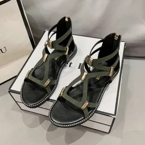 Open Toe Back Zipper Flat Sandals Open Toe Back Zipper Flat Sandals