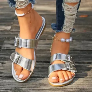 Open Toe Double Buckle Sandals Open Toe Double Buckle Sandals