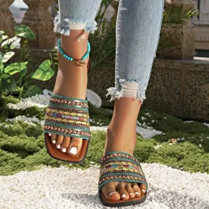 Open Toe Flat Sandals (2 color options)