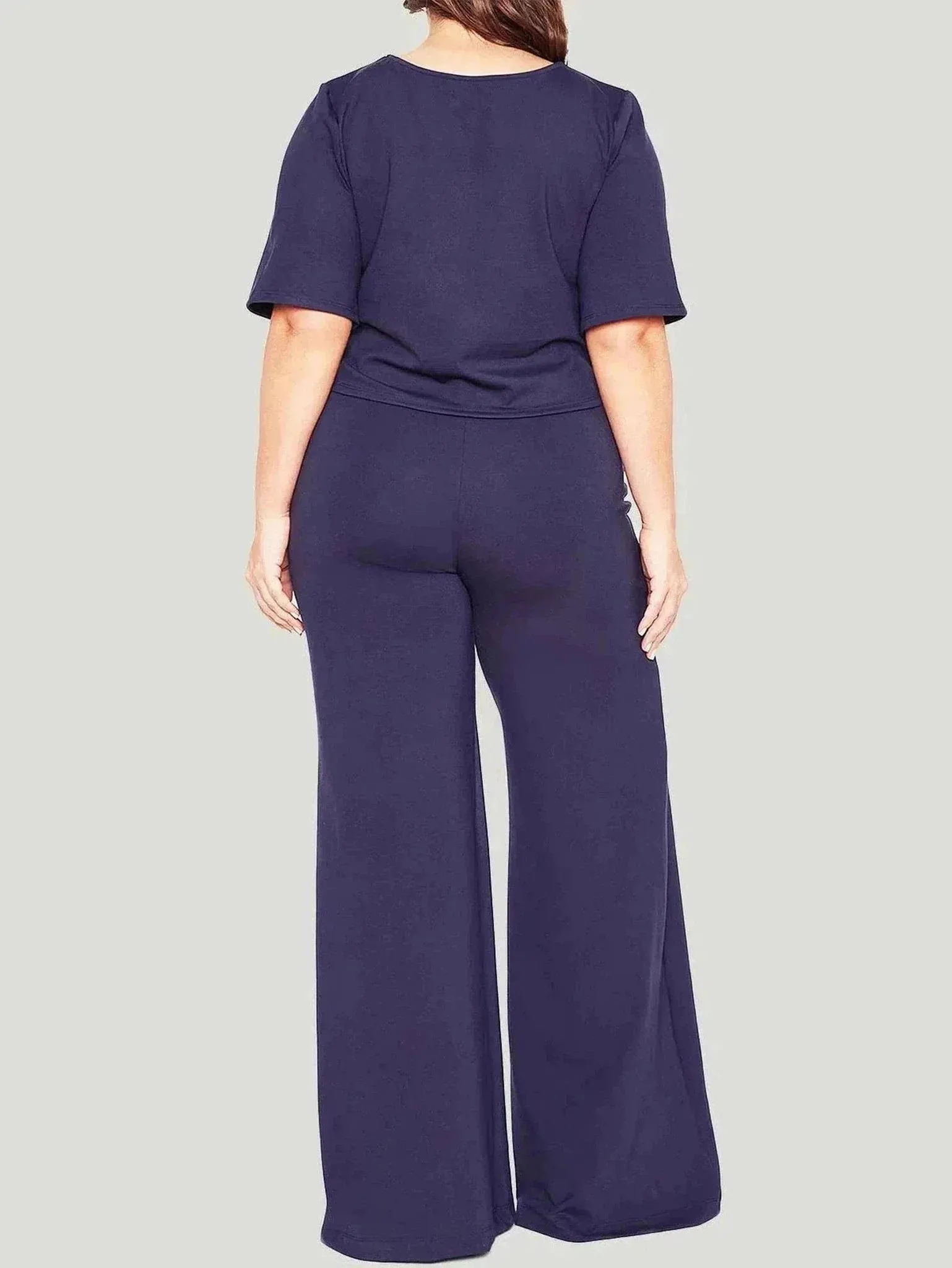 Plus Size Short Sleeve Top | Ponte Knit Fabric | Versatile Cropped Design for Effortless Styling | One Posh Closet