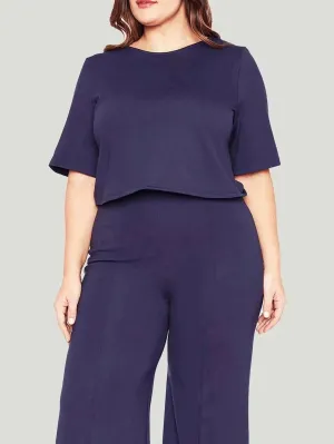 Plus Size Short Sleeve Top | Ponte Knit Fabric | Versatile Cropped Design for Effortless Styling | One Posh Closet