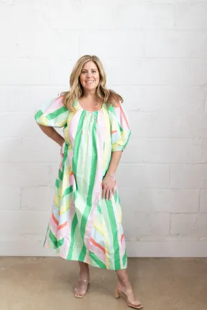 Poplin Stripe Maxi Dress
