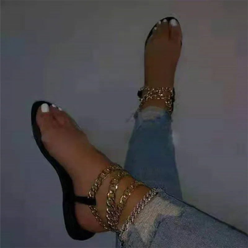 Purpdrank - White Sexy Street Patchwork Chains Opend Comfortable Out Door Shoes