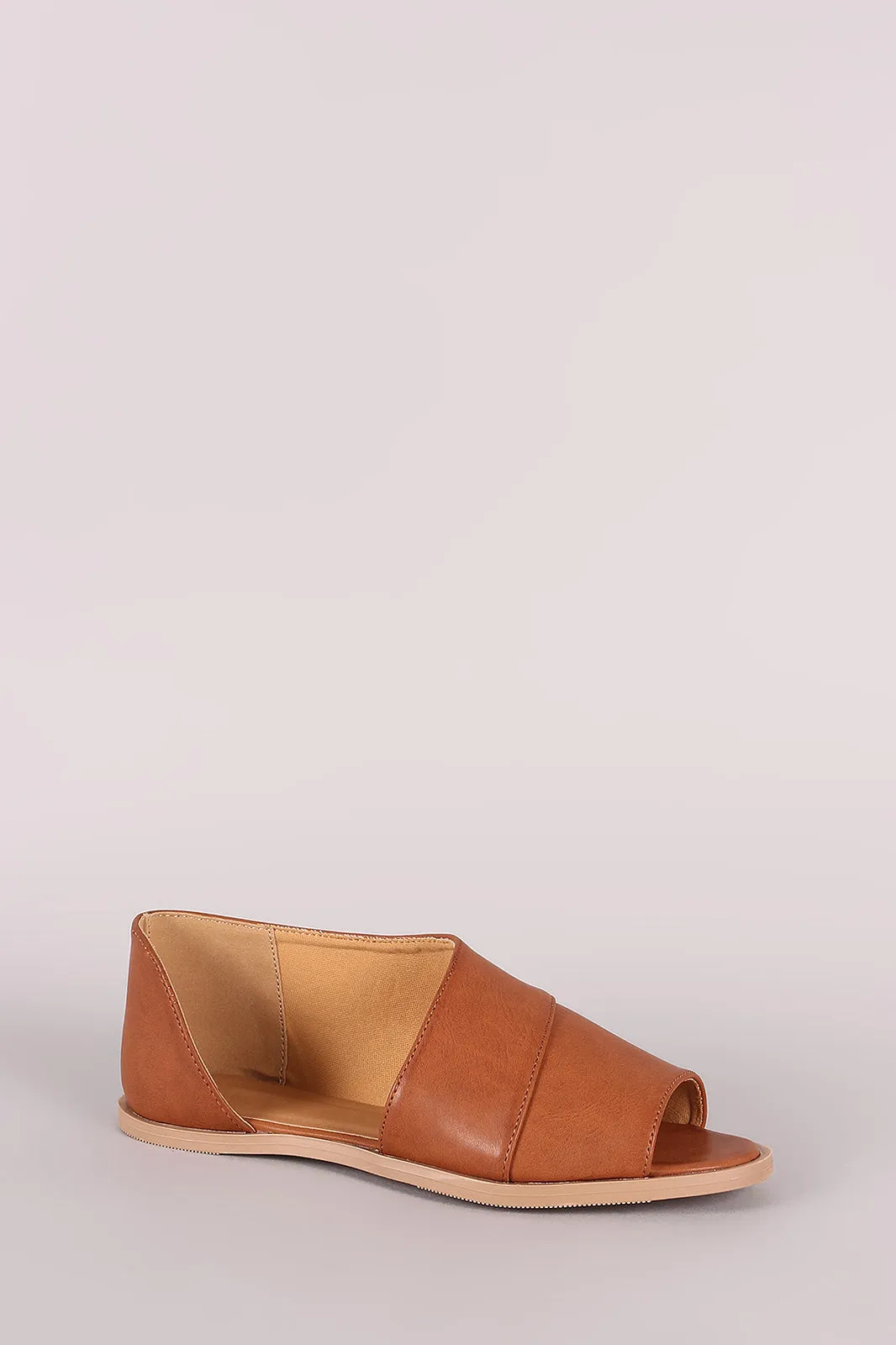 Qupid Peep Toe Slip On Dorsay Flat