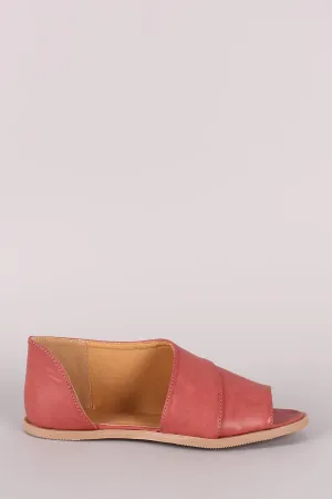 Qupid Peep Toe Slip On Dorsay Flat