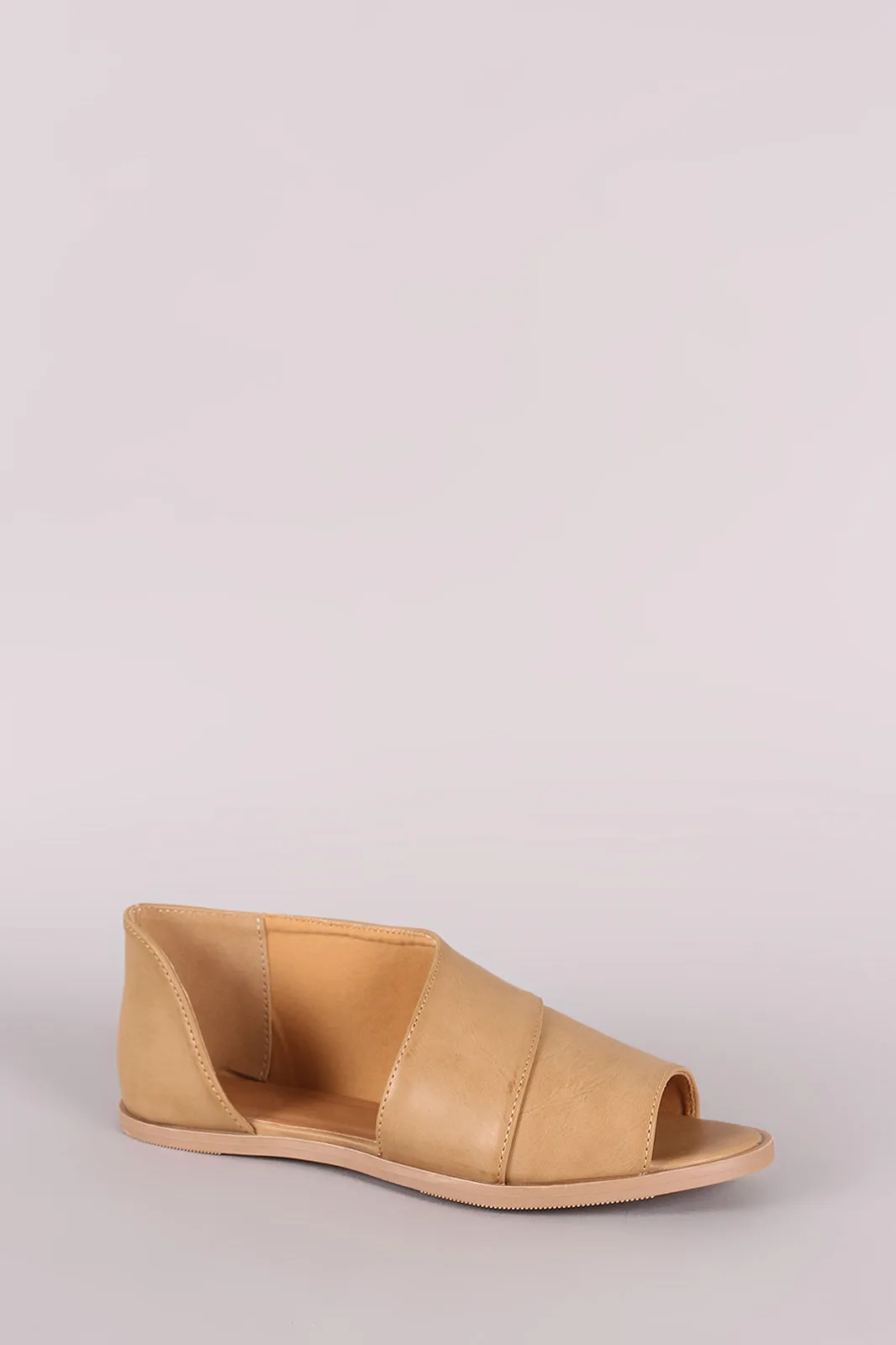 Qupid Peep Toe Slip On Dorsay Flat