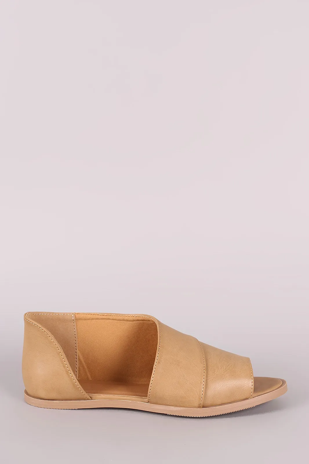 Qupid Peep Toe Slip On Dorsay Flat