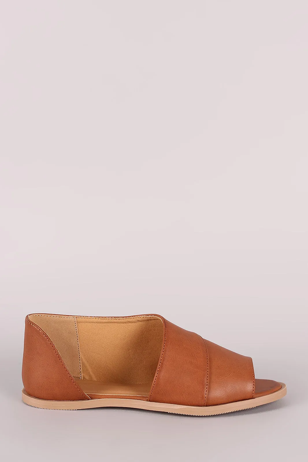 Qupid Peep Toe Slip On Dorsay Flat