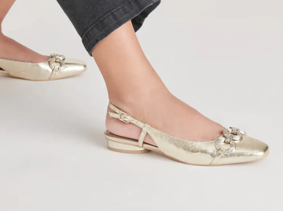 Ramano Platinum Distressed Leather Flat