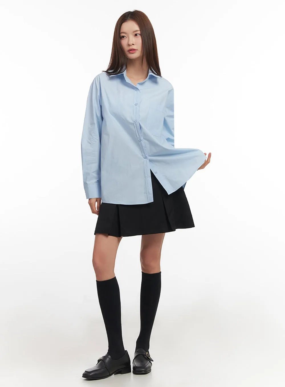 Relaxed-Fit Collared Button-Up Shirt IM514