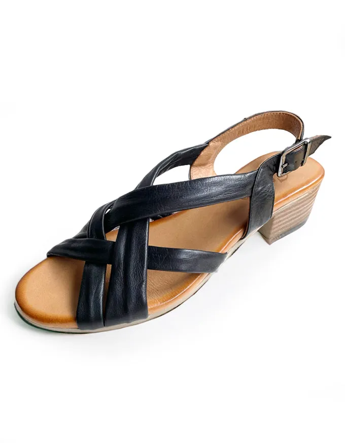 Resin Sandals Black Leather