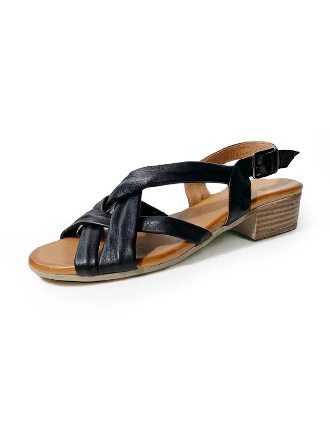 Resin Sandals Black Leather