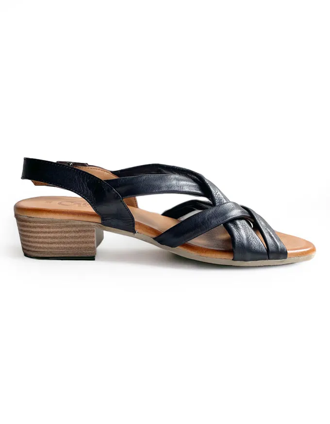 Resin Sandals Black Leather