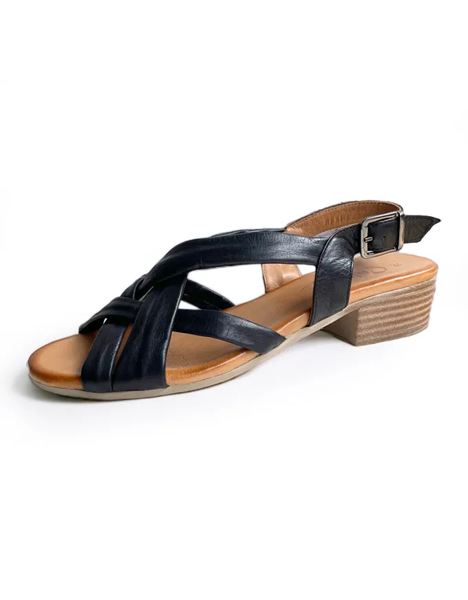 Resin Sandals Black Leather
