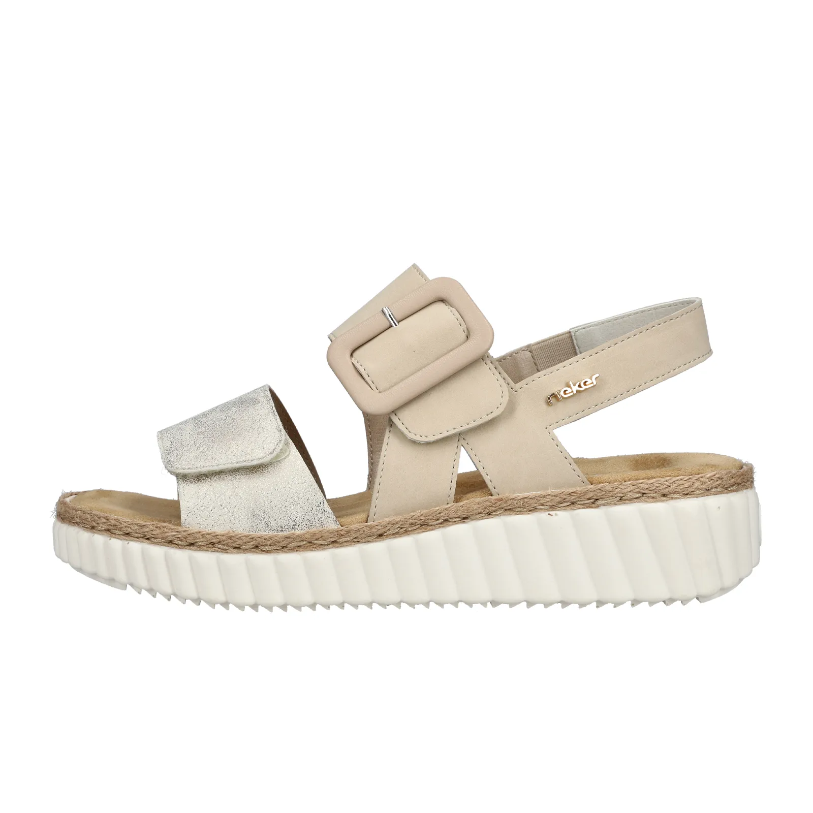 Rieker Rachel 69260 Wedge Sandal (Women) - Beige Gold