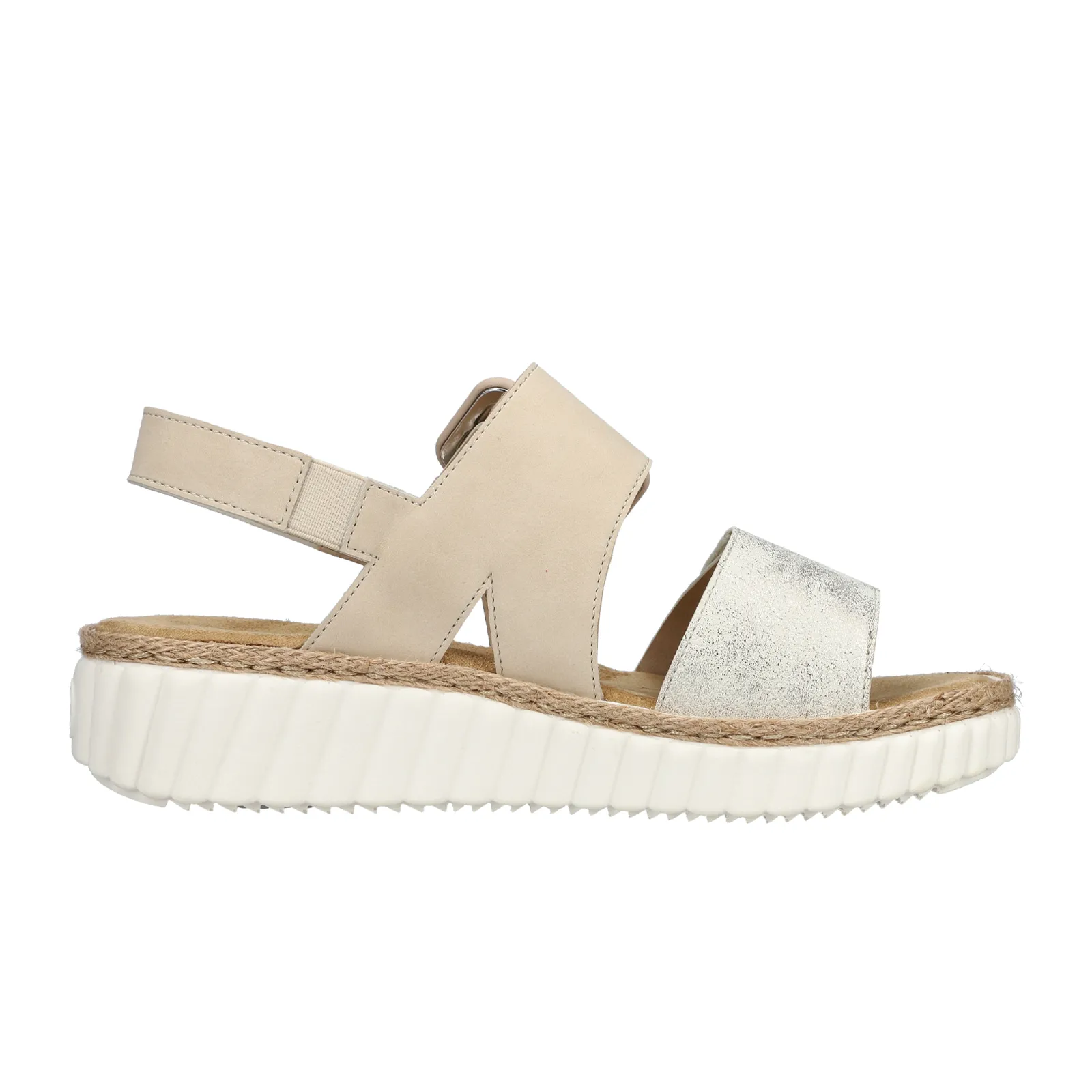 Rieker Rachel 69260 Wedge Sandal (Women) - Beige Gold